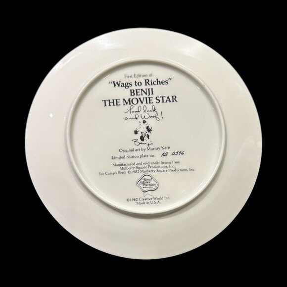 Vintage Benji The Movie Star "Wags to Riches" Dog Decorative Plate - Picture 5 of 5